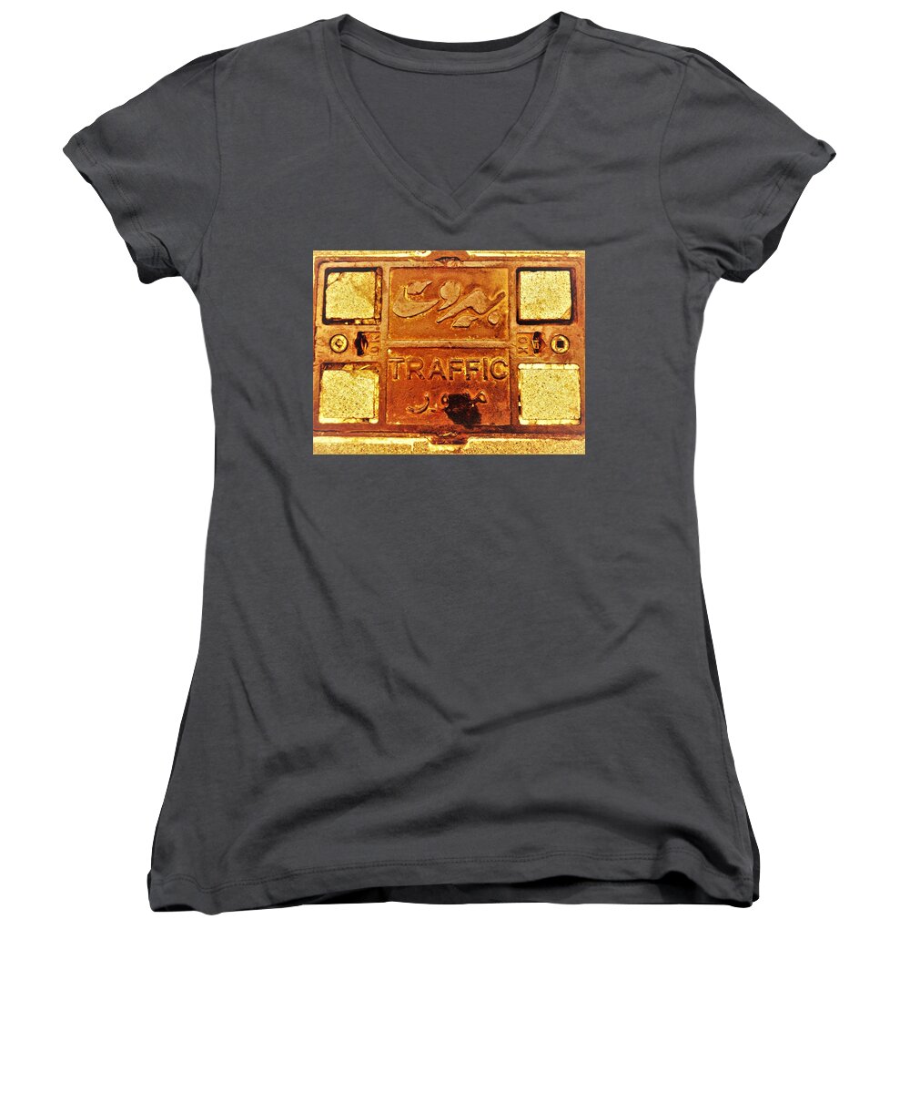 Beirut Women's V-Neck featuring the photograph Beirut Traffic by Funkpix Photo Hunter