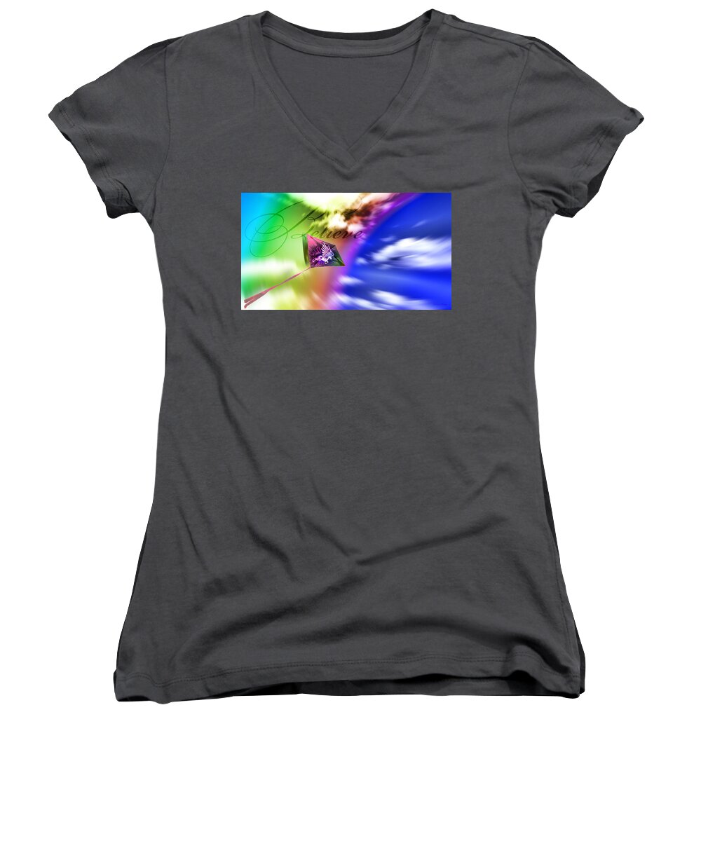 Manipulated Photo Women's V-Neck featuring the photograph Believe by Susan Kinney