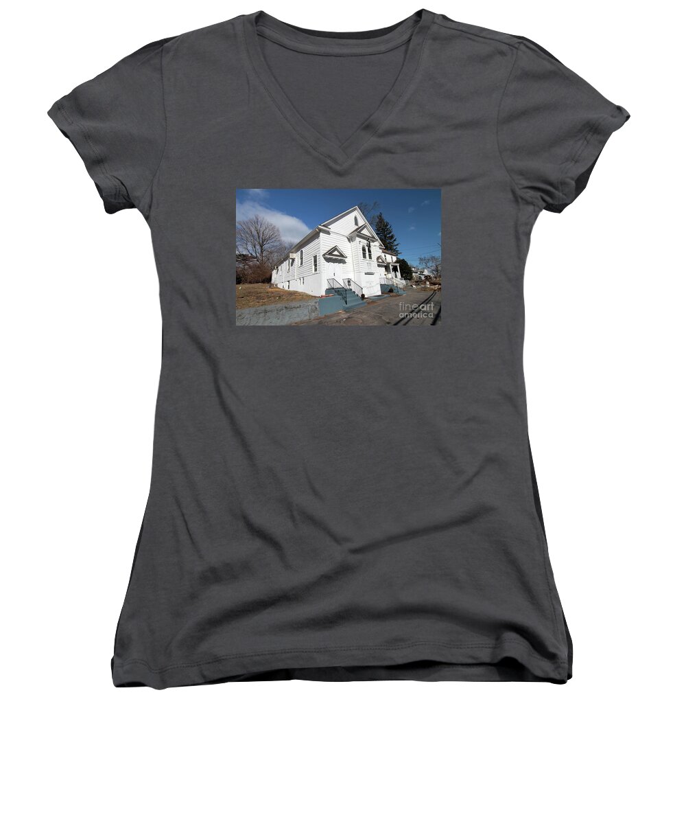 Bethel Ame Church Women's V-Neck featuring the photograph Bethel AME Church Huntington by Steven Spak