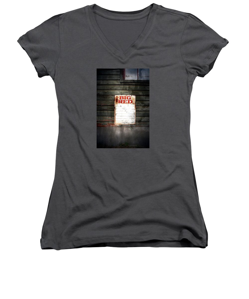 Newel Hunter Women's V-Neck featuring the photograph Big Red by Newel Hunter