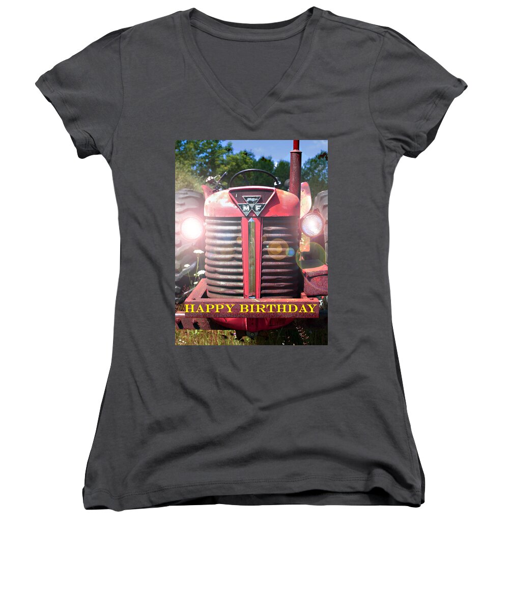 Birthday Women's V-Neck featuring the photograph Birthday Card -- Big M-F by Bob Johnson