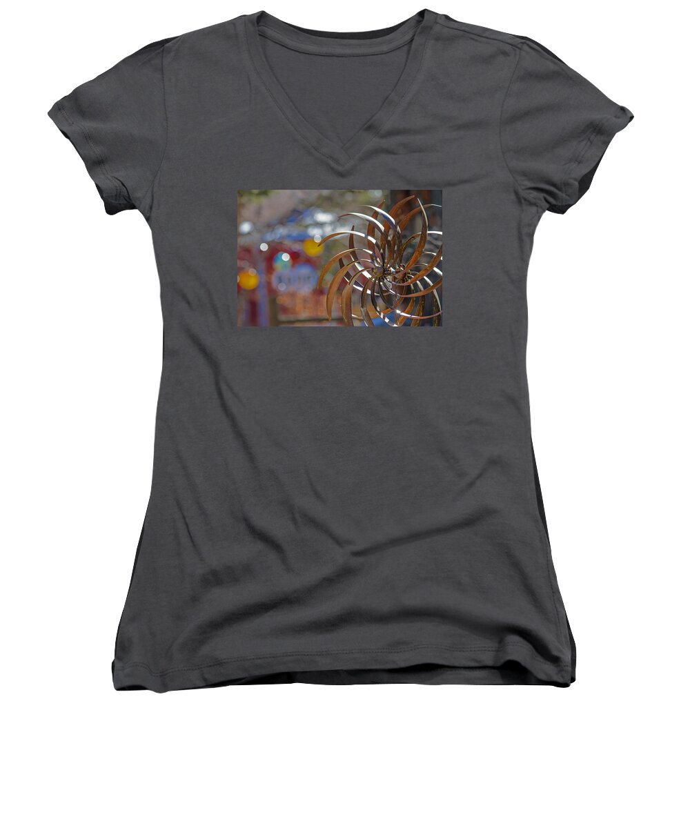Abstract Women's V-Neck featuring the photograph Blowing in the Wind by Alana Thrower