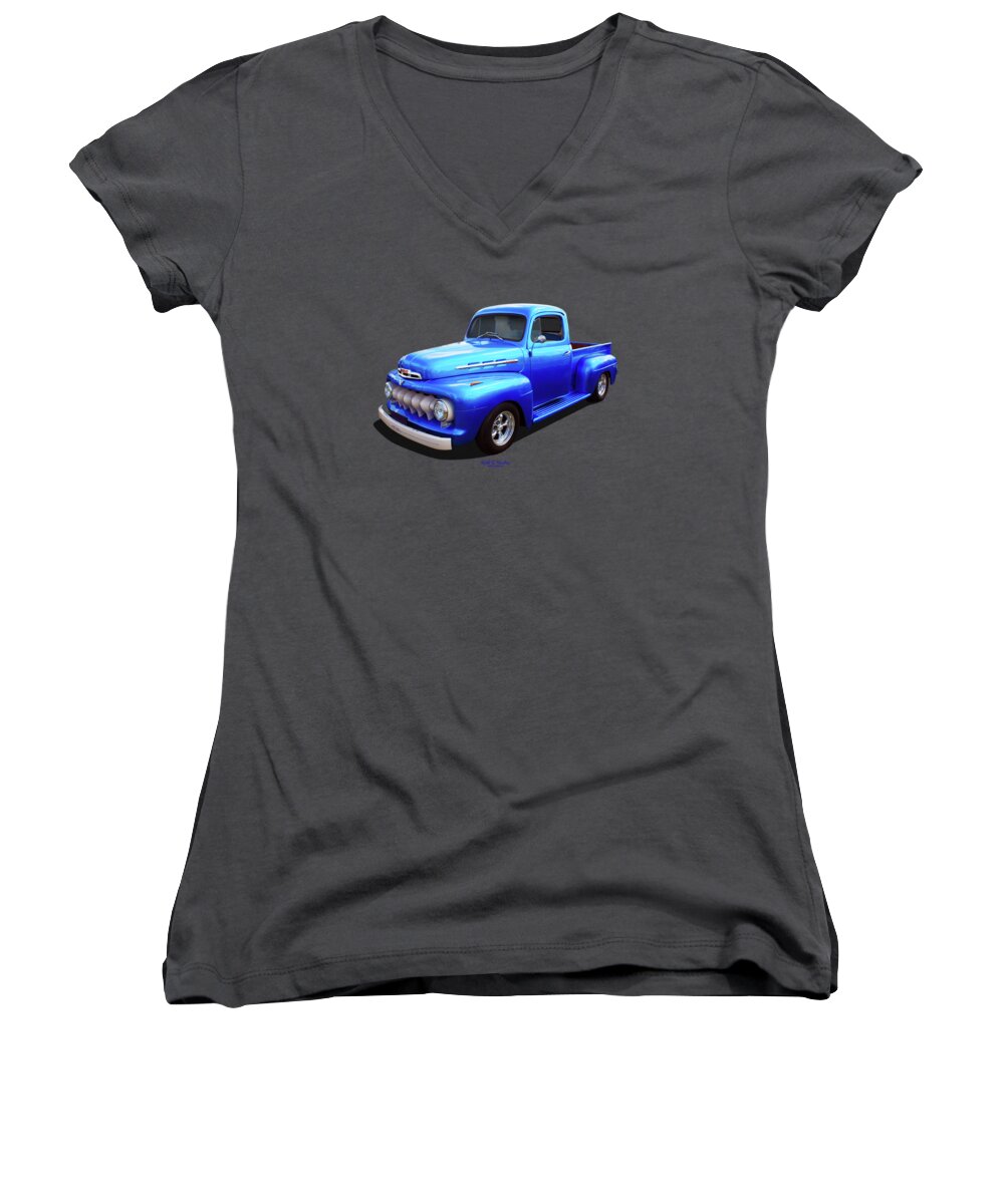 Ford Women's V-Neck featuring the photograph Blue F1 by Keith Hawley
