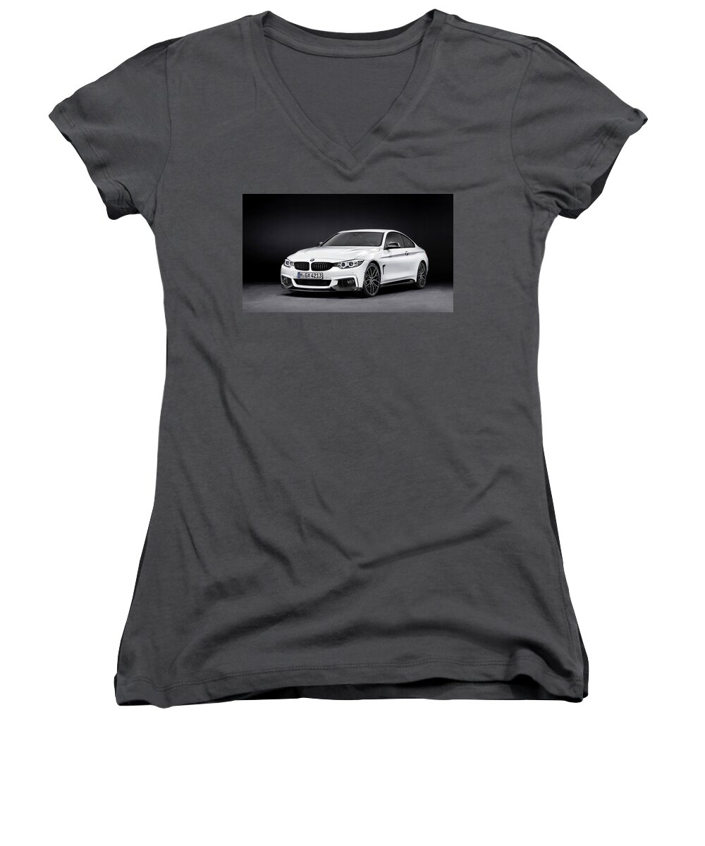 Bmw 4 Series M Performance Parts Women's V-Neck featuring the photograph BMW 4 Series M Performance Parts by Jackie Russo