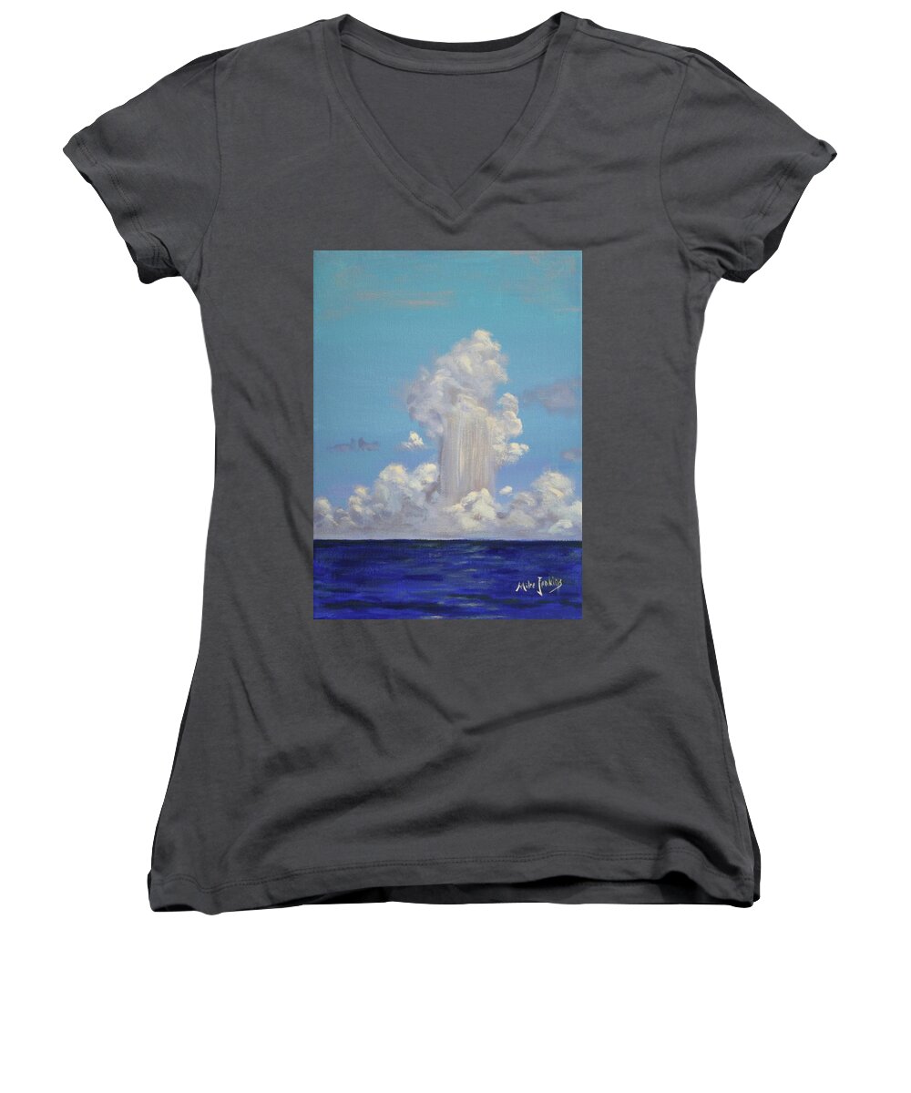 Storm Women's V-Neck featuring the painting Boomers over Bimini by Mike Jenkins