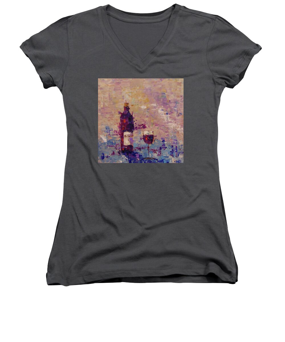 Provence. Frederic Payet Women's V-Neck featuring the painting Bordeaux by Frederic Payet