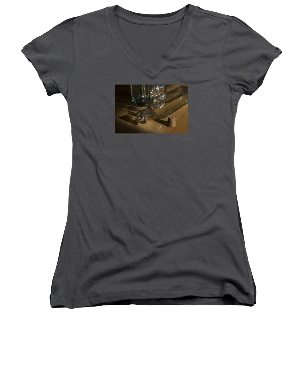 Bottles Women's V-Neck featuring the photograph Bottles and Cork 1002 by Steve Somerville