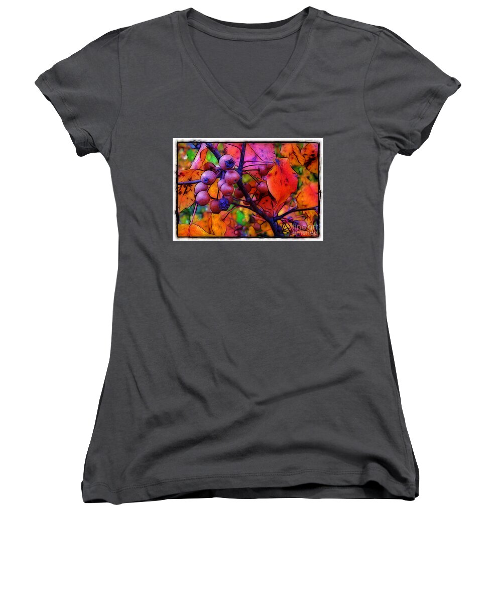 Bradford Women's V-Neck featuring the photograph Bradford Pear in Autumn by Judi Bagwell