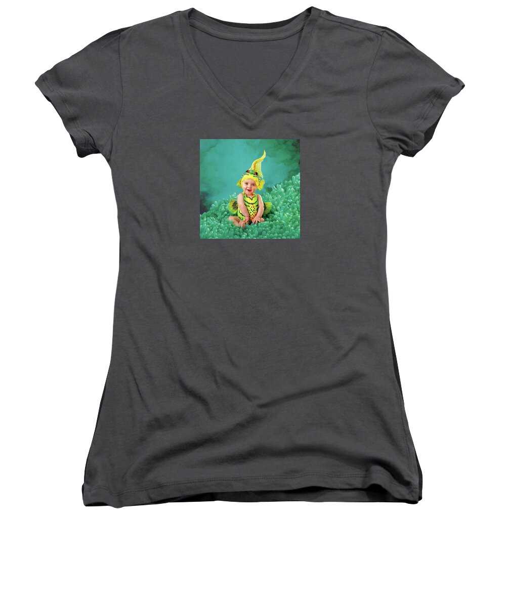 Under The Sea Women's V-Neck featuring the photograph Brando as a Gobi Fish by Anne Geddes