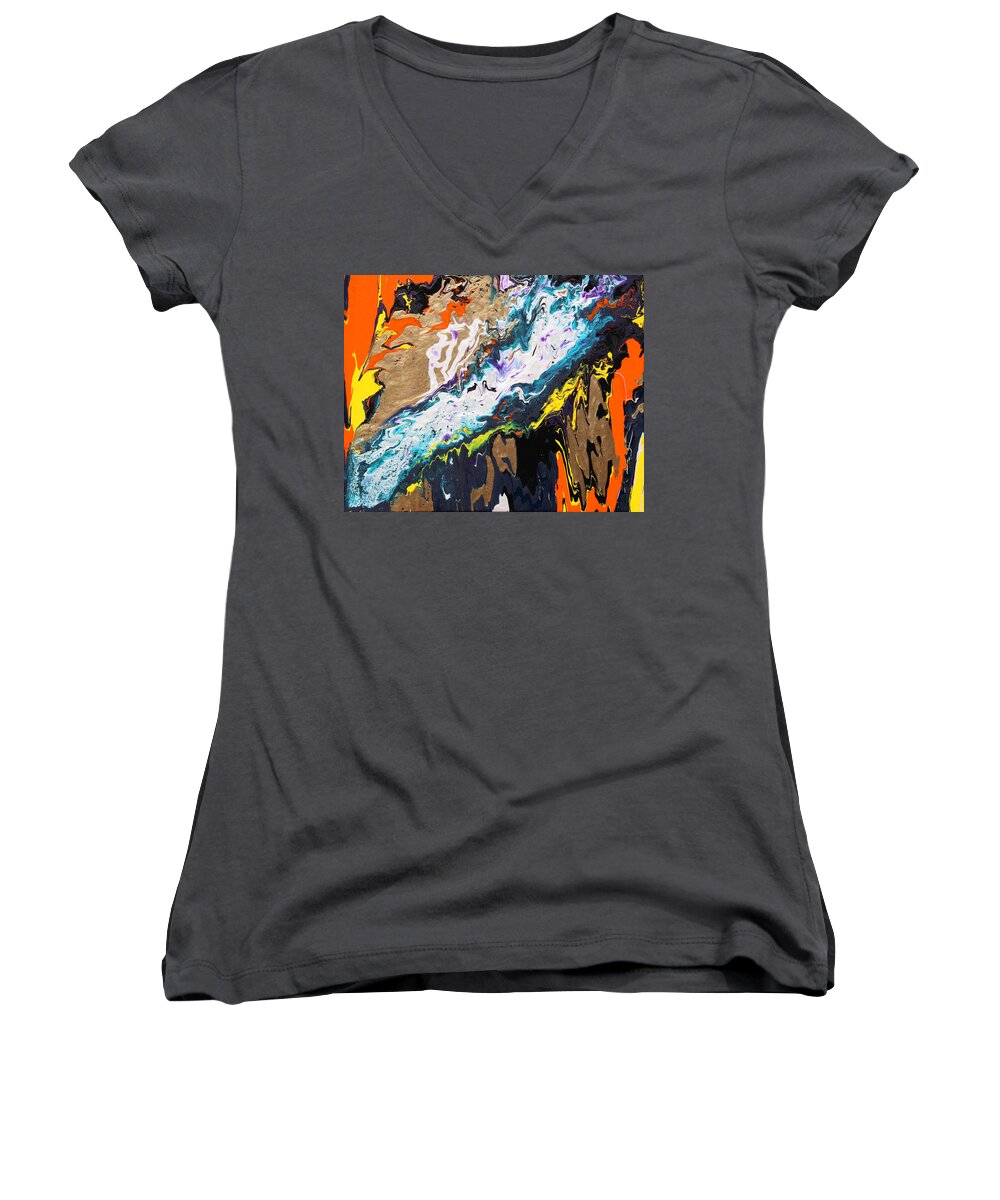 Fusionart Women's V-Neck featuring the painting Bridge by Ralph White
