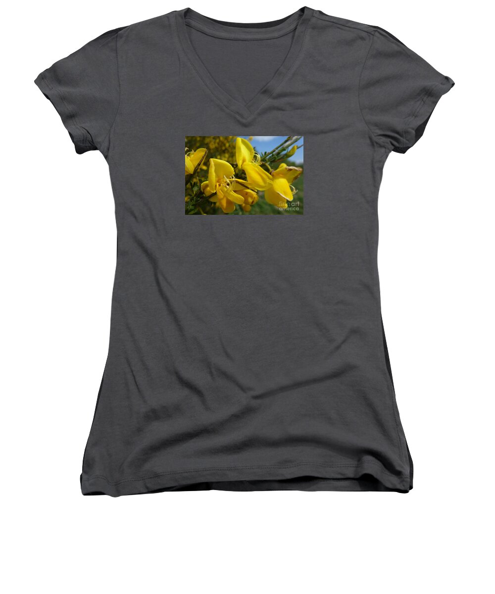 Beautiful Women's V-Neck featuring the photograph Broom In Bloom 3 by Jean Bernard Roussilhe