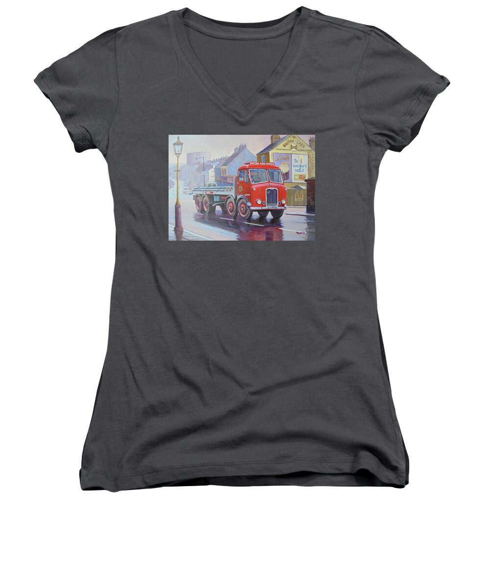 Brs Women's V-Neck featuring the painting BRS Bristol HA by Mike Jeffries