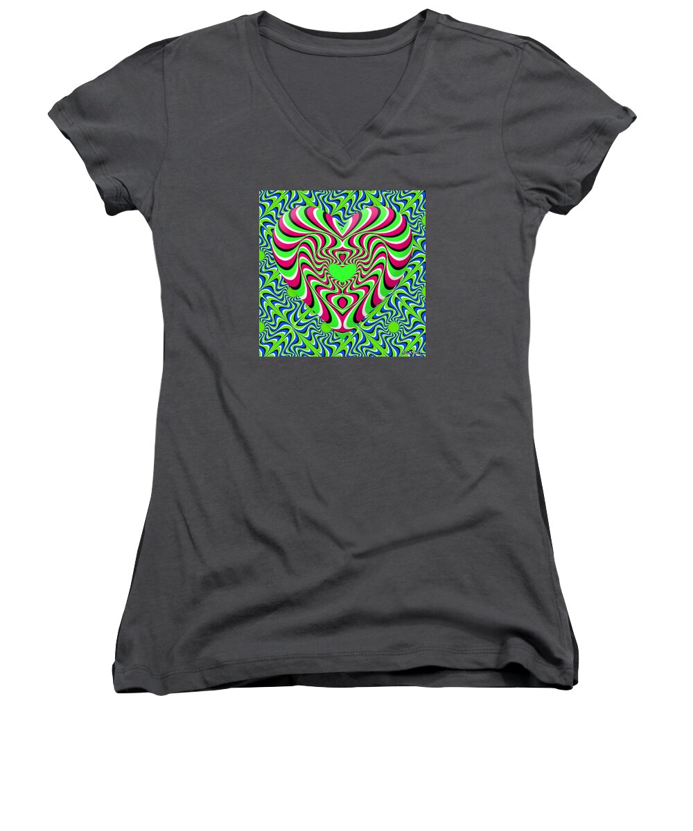 Peripheral Drift Illusion Women's V-Neck featuring the painting Burning Heart by Gianni Sarcone