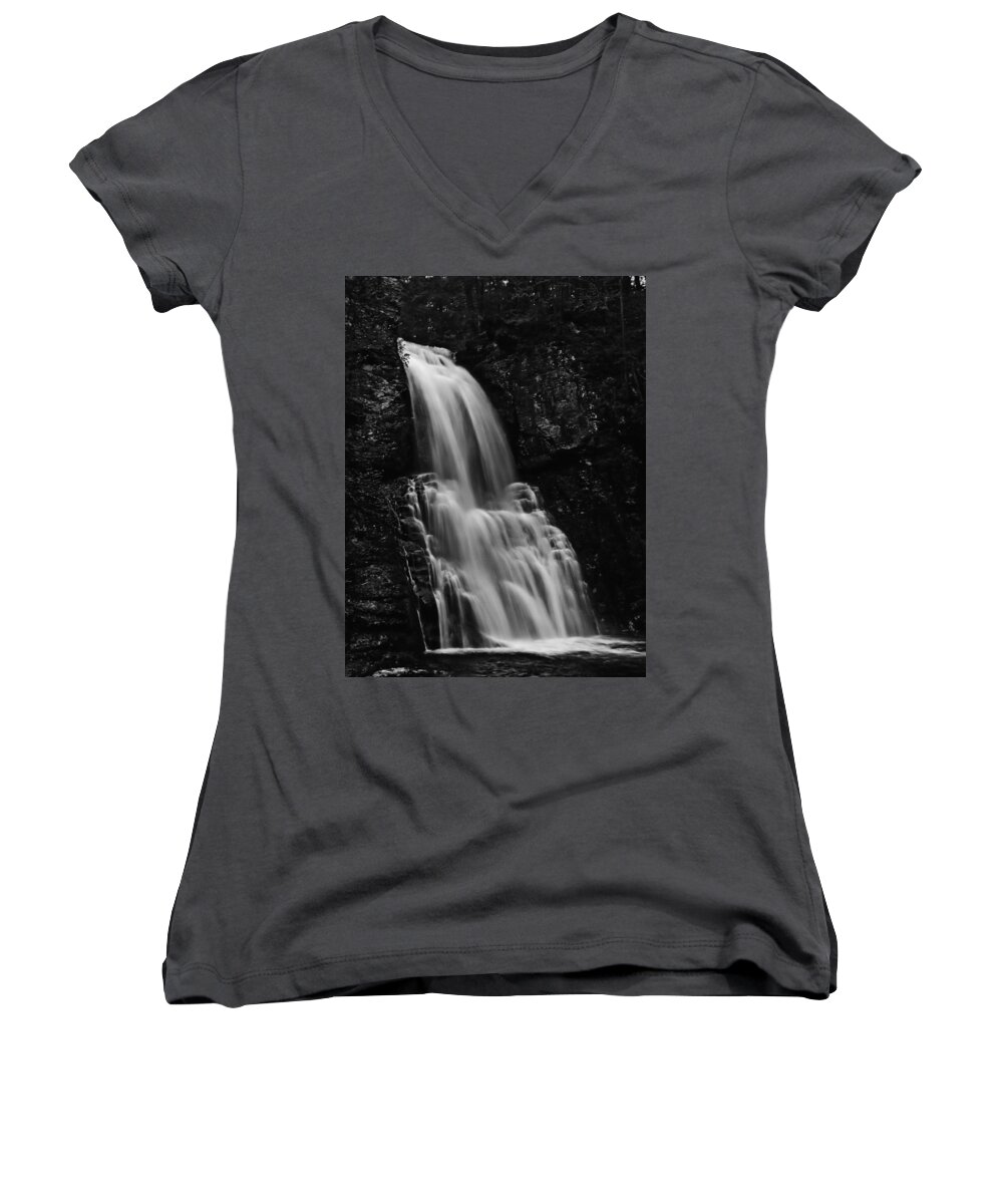 Water Falls Women's V-Neck featuring the photograph Bushkill Falls by Louis Dallara