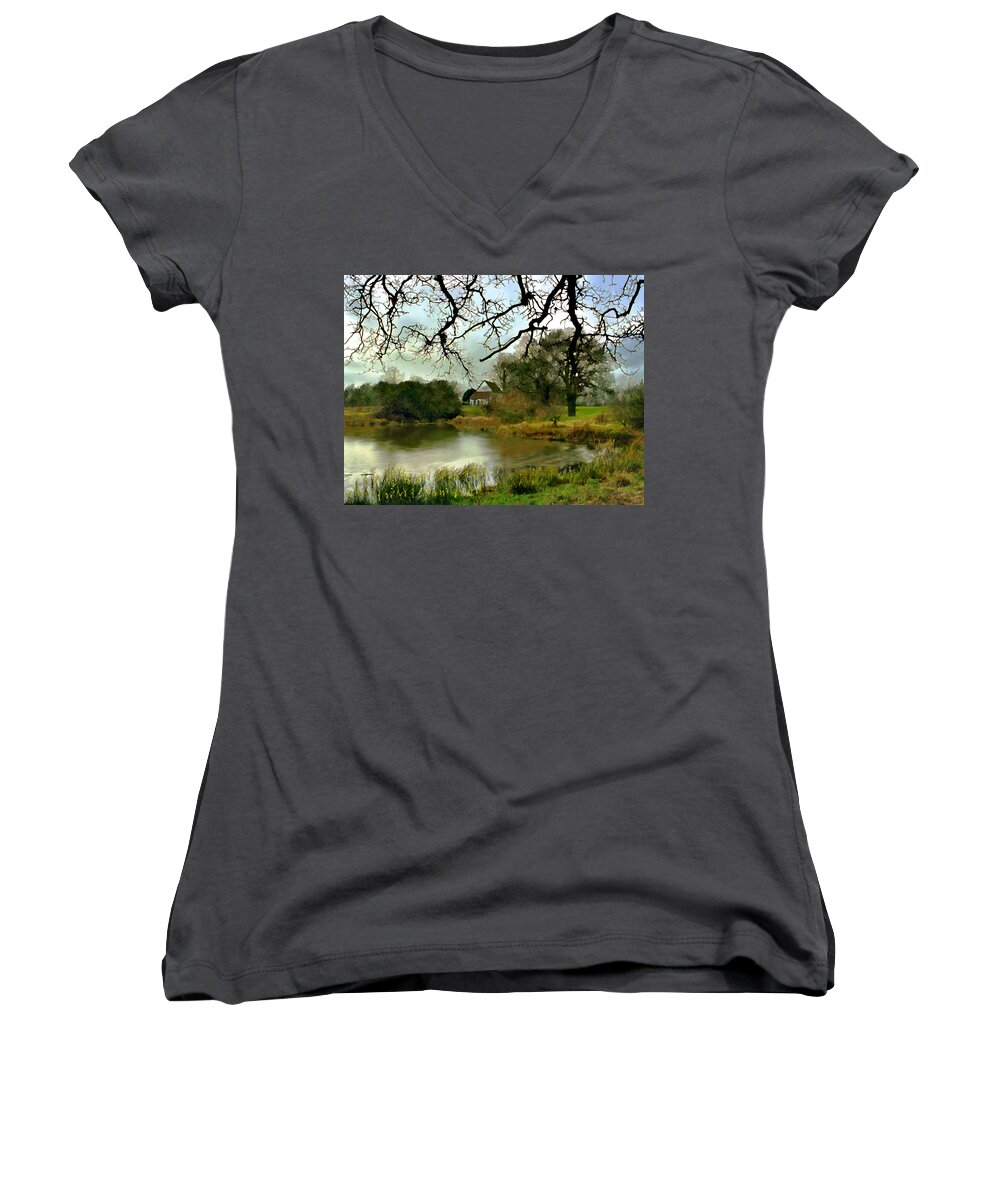 England Women's V-Neck featuring the photograph Butlers retreat Epping forest UK by Kurt Van Wagner