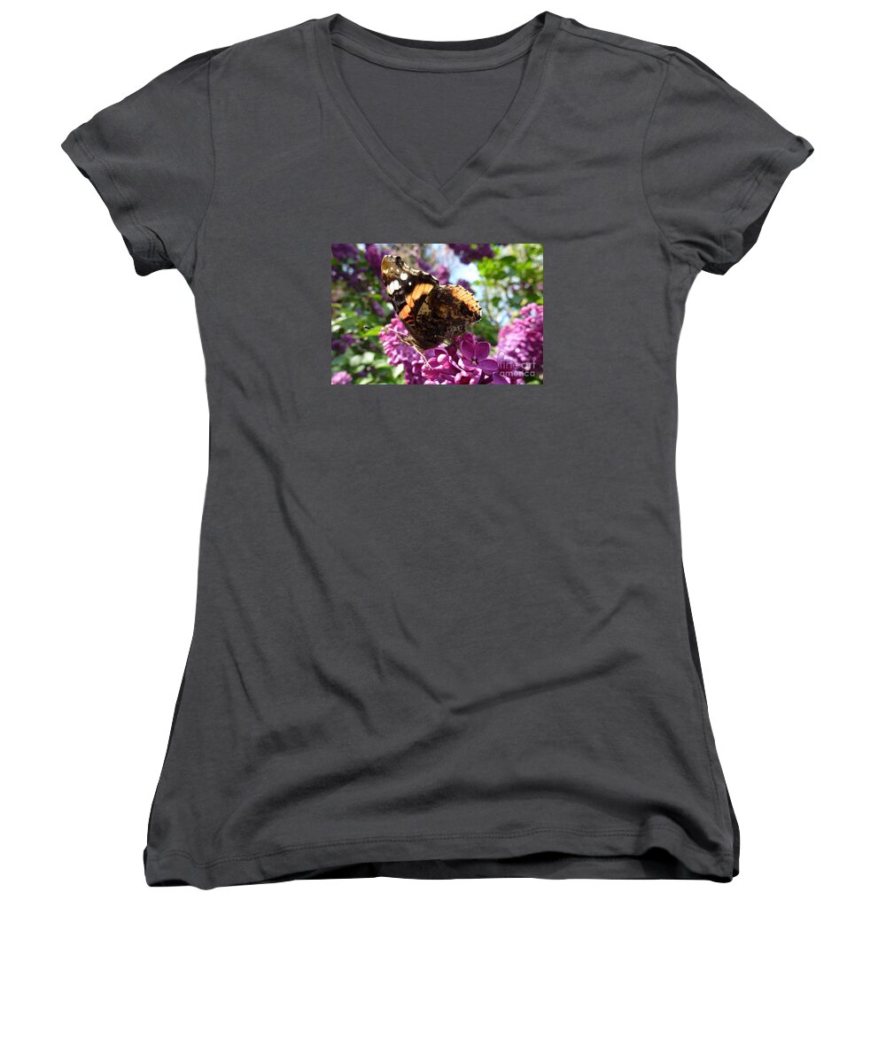 Beautiful Women's V-Neck featuring the photograph Butterfly 7 by Jean Bernard Roussilhe