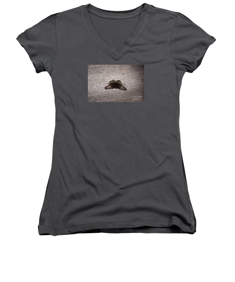 Butterfly Women's V-Neck featuring the painting Butterfly See through by Daniel Shearer
