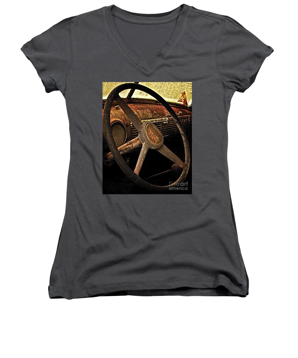 Cars Women's V-Neck featuring the photograph C203 by Tom Griffithe