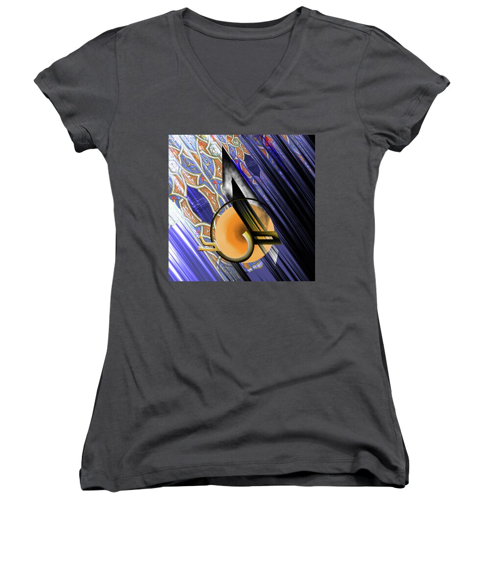Abstract Women's V-Neck featuring the painting Calligraphy 103 3 by Mawra Tahreem