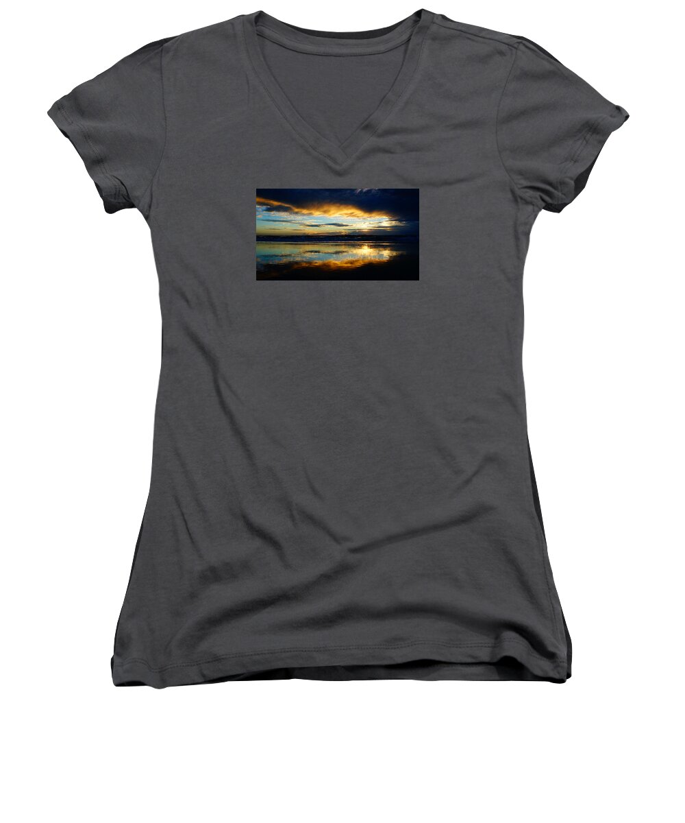 Beach Women's V-Neck featuring the photograph Calm After The Storm by Lawrence S Richardson Jr