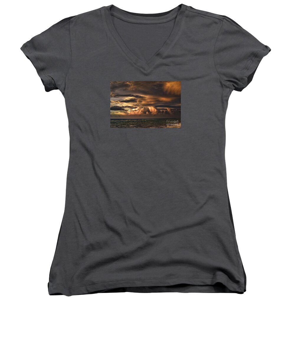 Storm Women's V-Neck featuring the photograph Calm Before The Storm by Judy Wolinsky