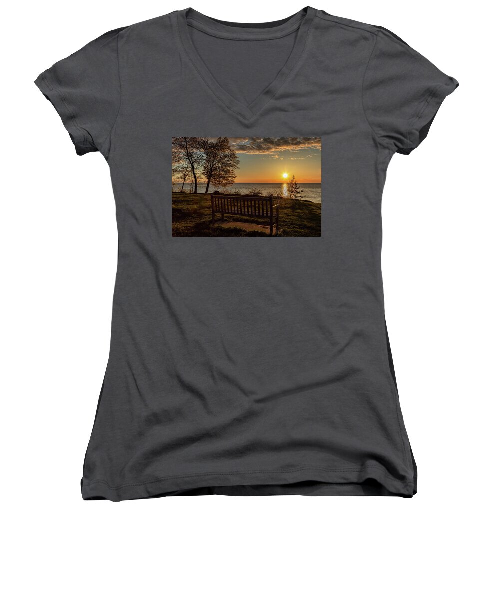 Campus Women's V-Neck featuring the photograph Campus Sunset by Rod Best