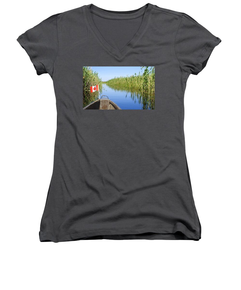 Okavango Women's V-Neck featuring the photograph Canadians in Africa by Betty-Anne McDonald