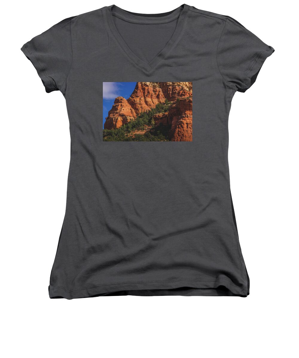 Arizona Women's V-Neck featuring the photograph Capitol Butte Details by Andy Konieczny