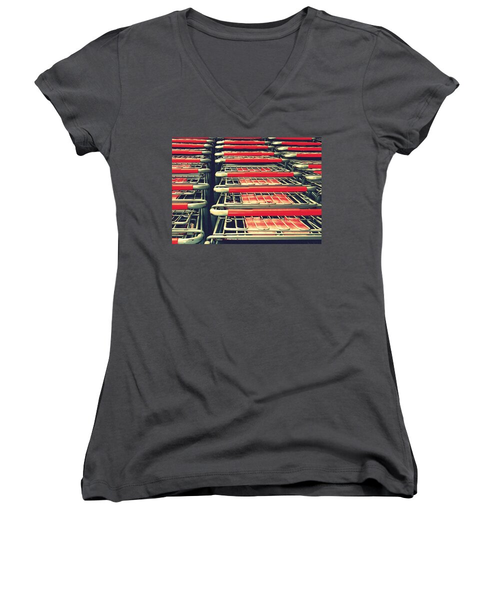 Carts Women's V-Neck featuring the photograph Carts by Gia Marie Houck