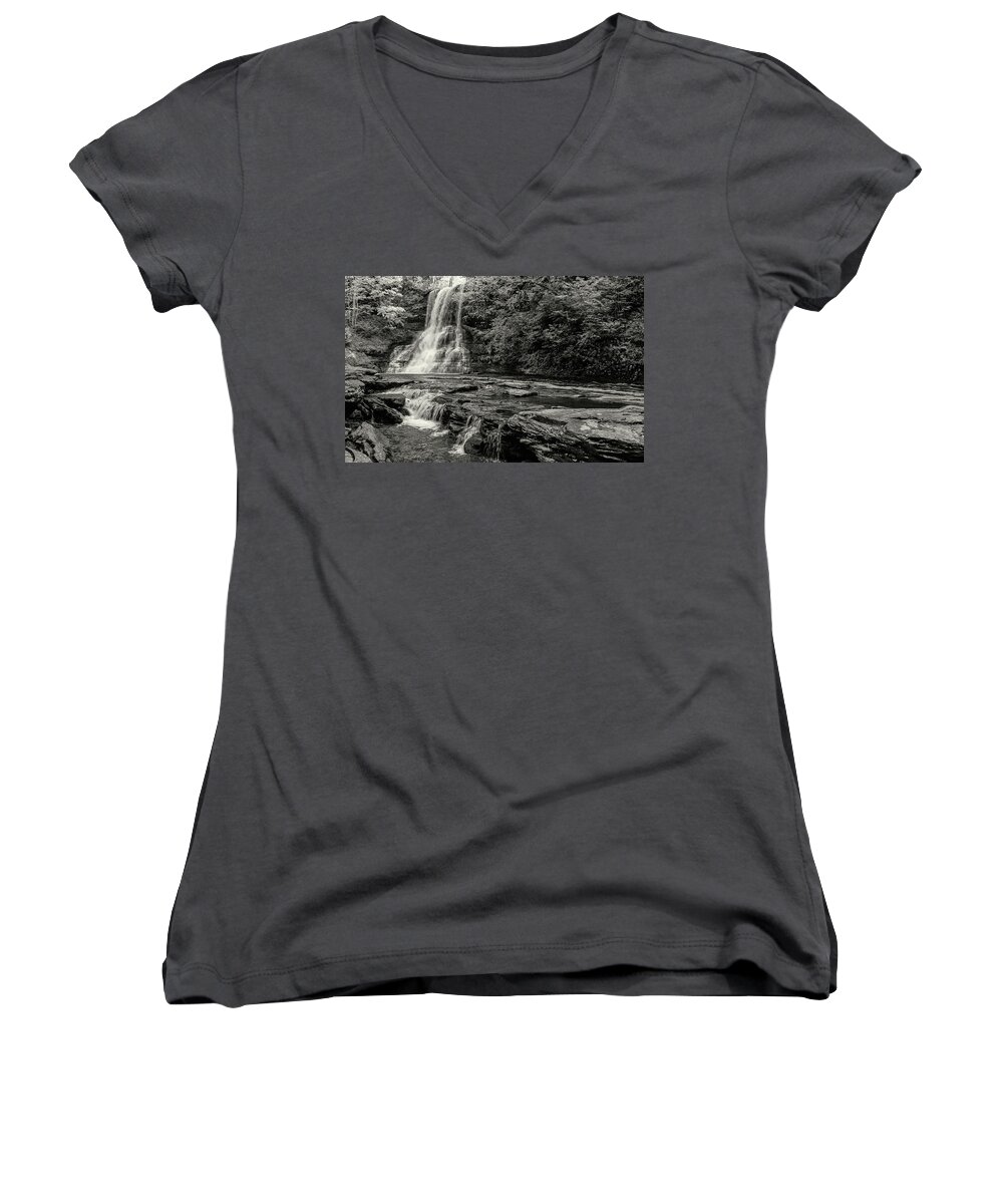 Landscape Women's V-Neck featuring the photograph Cascades Waterfall by Joe Shrader