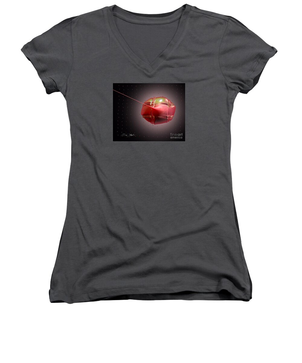 Fractal Women's V-Neck featuring the digital art Caught in A Net by Melissa Messick