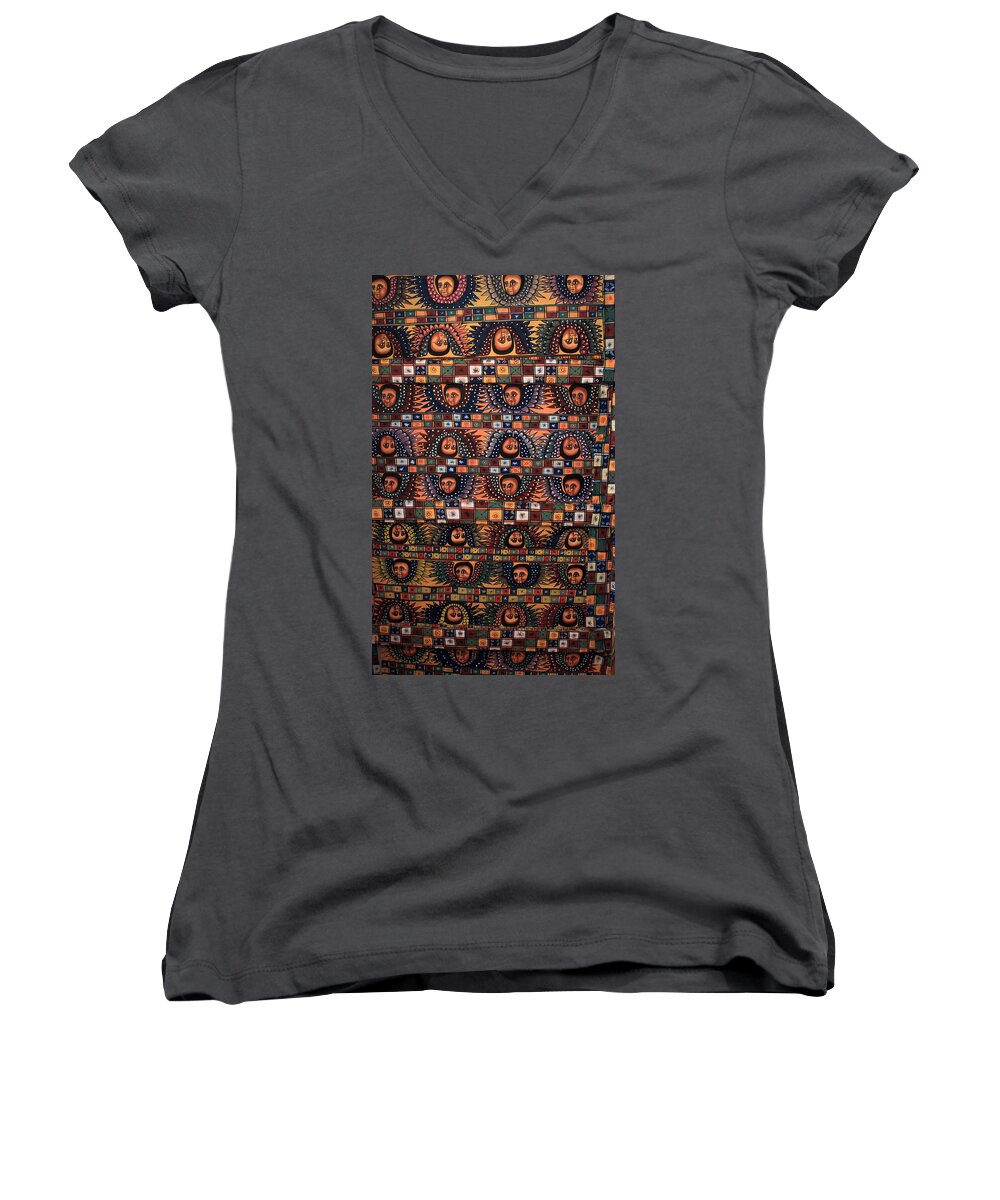 Ethiopian Women's V-Neck featuring the photograph Ceiling Of Angels, Abba Pantaleon Monastery by Aidan Moran