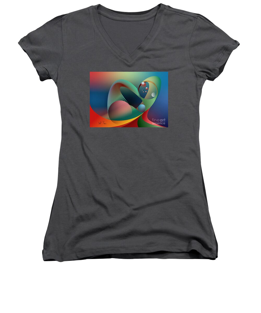 Cells Women's V-Neck featuring the digital art Cells Path by Leo Symon