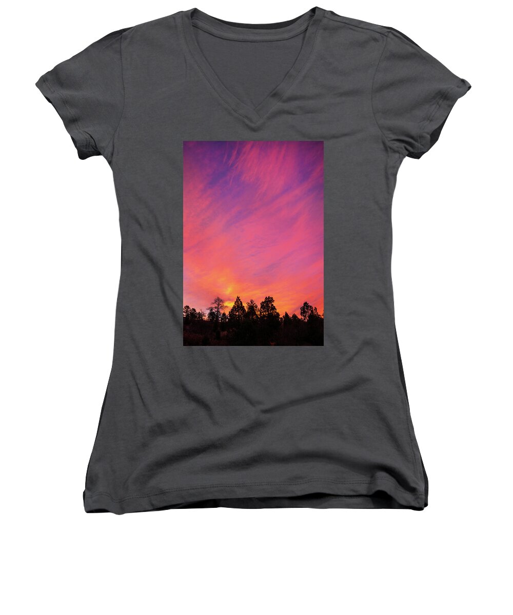 Sunrise Women's V-Neck featuring the photograph Change Is Often A Challenge Which Both Excites The Soul And Frightens The Body. by Bijan Pirnia