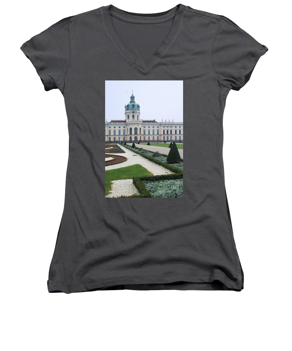 Prott Women's V-Neck featuring the photograph Charlottenburg Castle Berlin by Rudi Prott