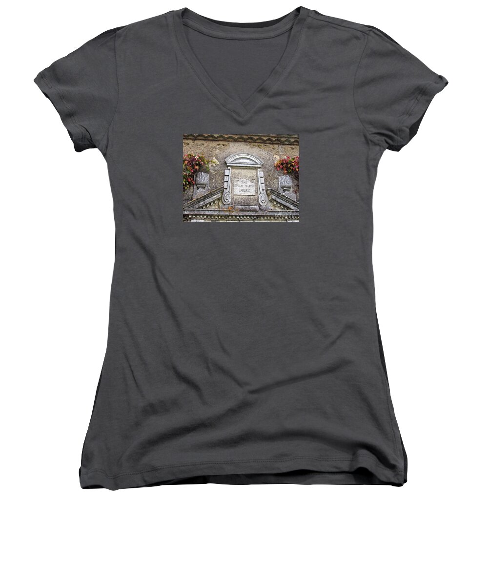France Women's V-Neck featuring the photograph Chateau D'Arche by Barbara Plattenburg