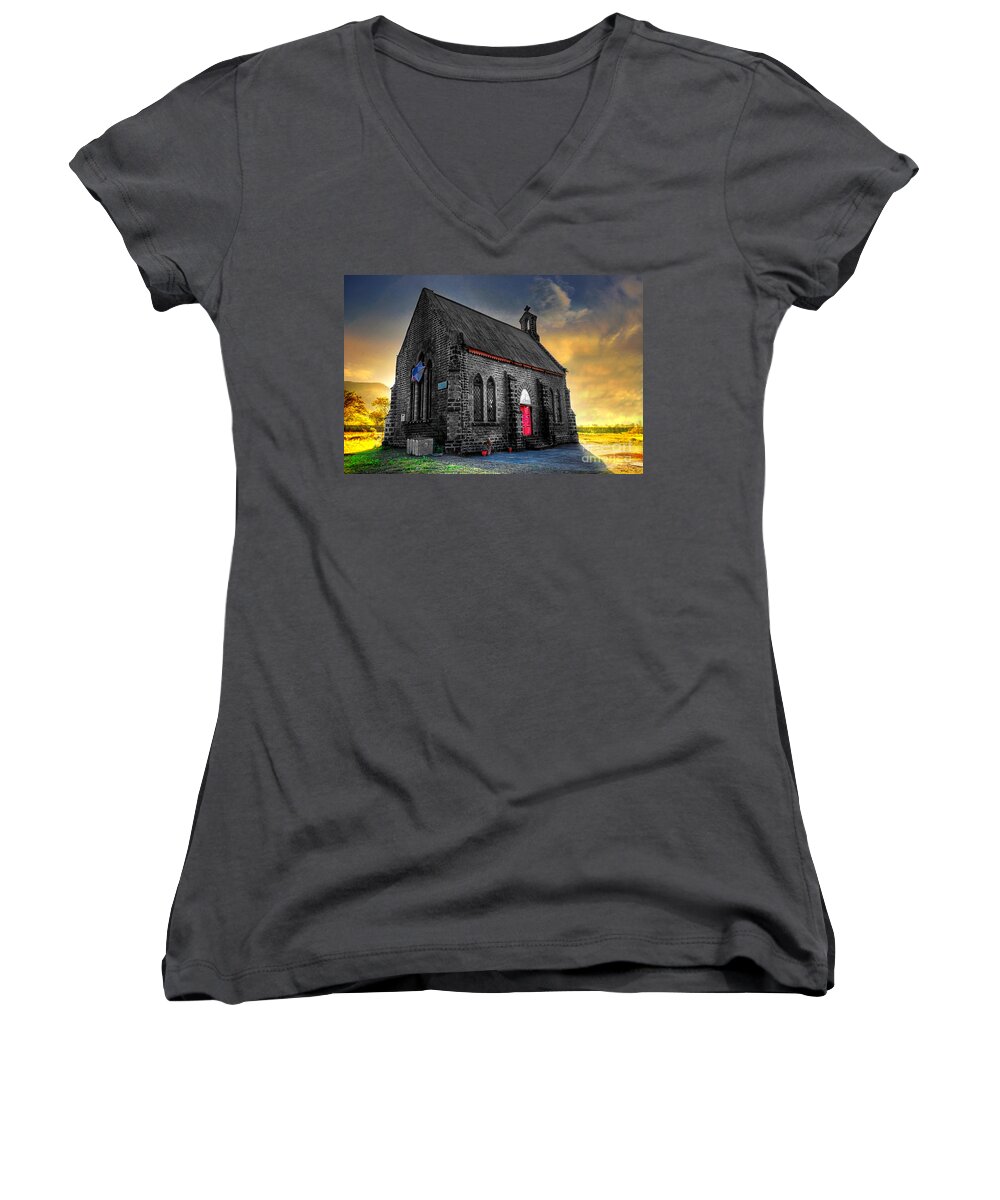 Architecture Women's V-Neck featuring the photograph Church by Charuhas Images