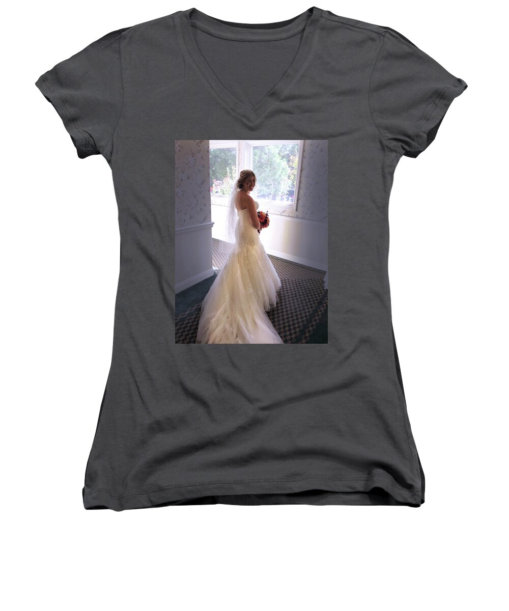  Women's V-Neck featuring the digital art Cindy sue Gets Married by Bob Winberry
