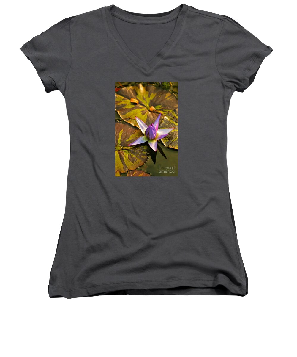 Lotus Women's V-Neck featuring the photograph Closing for the Night by Michael Cinnamond