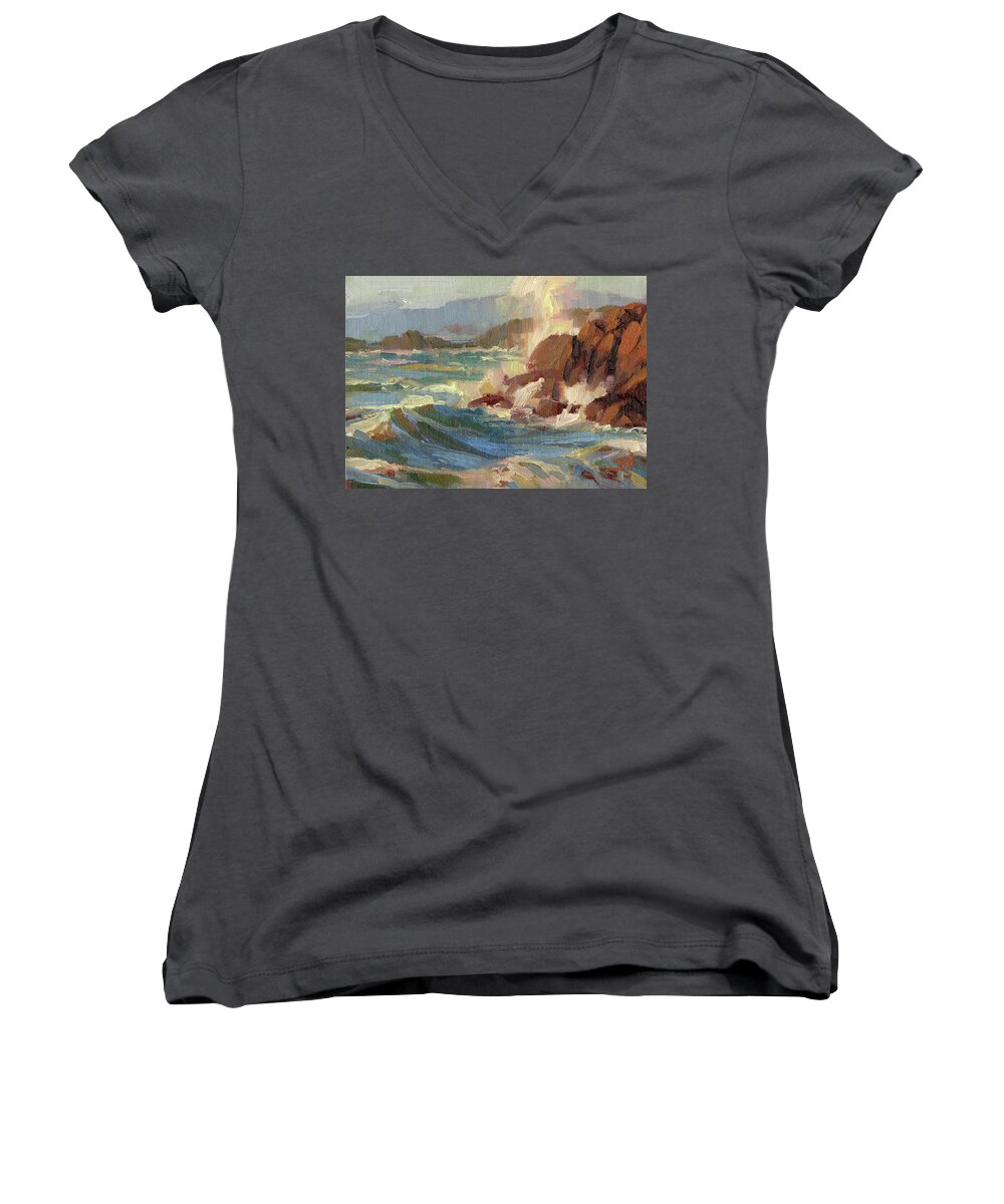 Coast Women's V-Neck featuring the painting Coastline by Steve Henderson