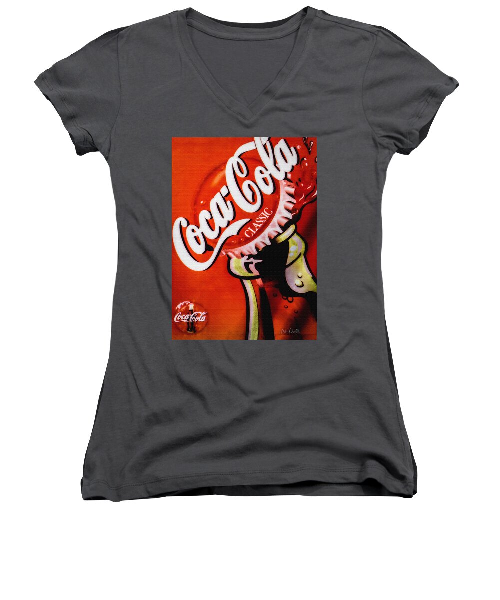 Coke Women's V-Neck featuring the photograph Coca Cola Classic by Bob Orsillo