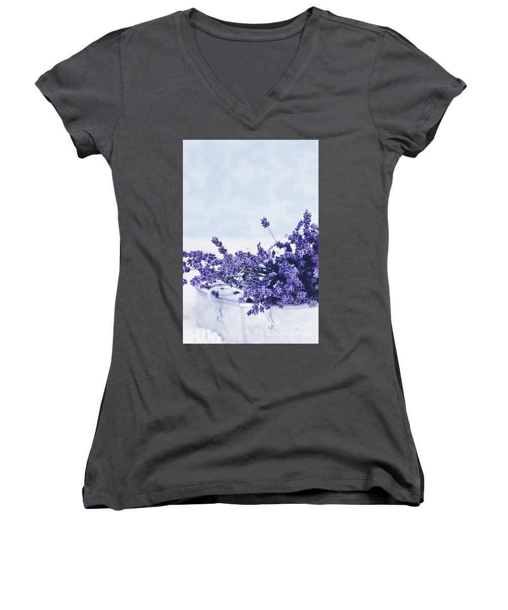 Lavender Women's V-Neck featuring the photograph Collection of Lavender by Stephanie Frey
