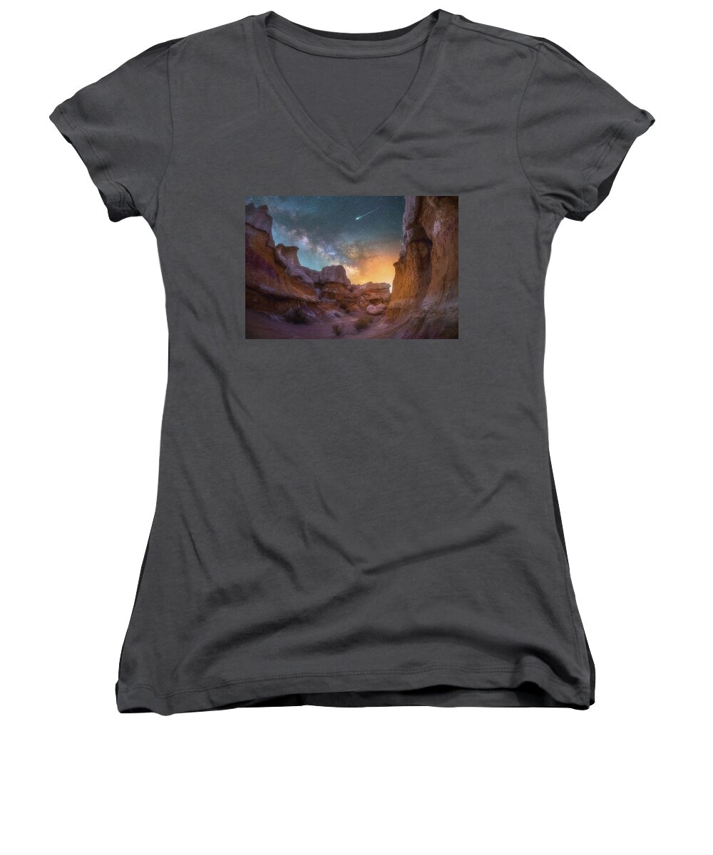 Astrophotography Women's V-Neck featuring the photograph Collision by Darren White