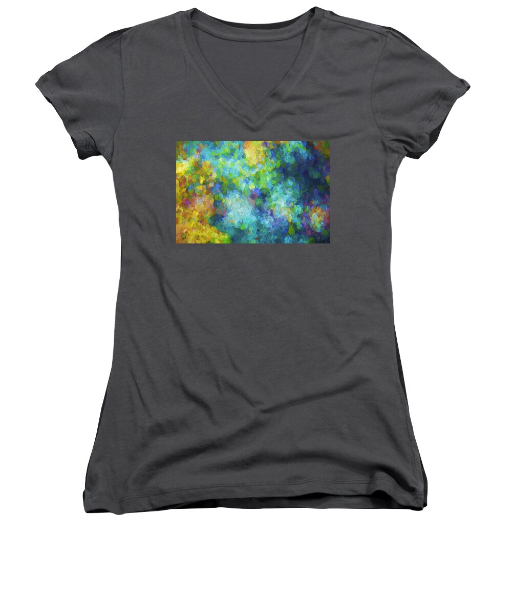 Abstract Women's V-Neck featuring the digital art Color Abstraction XLIV by David Gordon