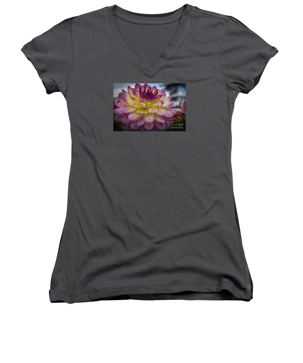 Flora Women's V-Neck featuring the photograph Color Starburst by Joann Long