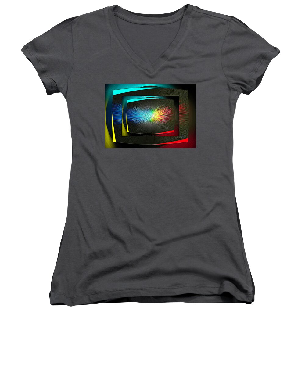 Abstract Art Women's V-Neck featuring the digital art Color TV by Joe Paradis