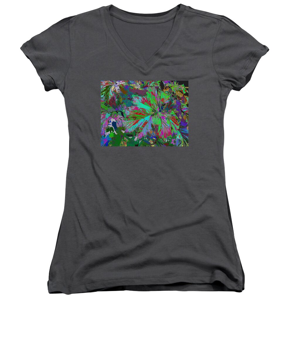 Skid Row Artist Women's V-Neck featuring the photograph Colorfication - Leafy Colored by Kenneth James
