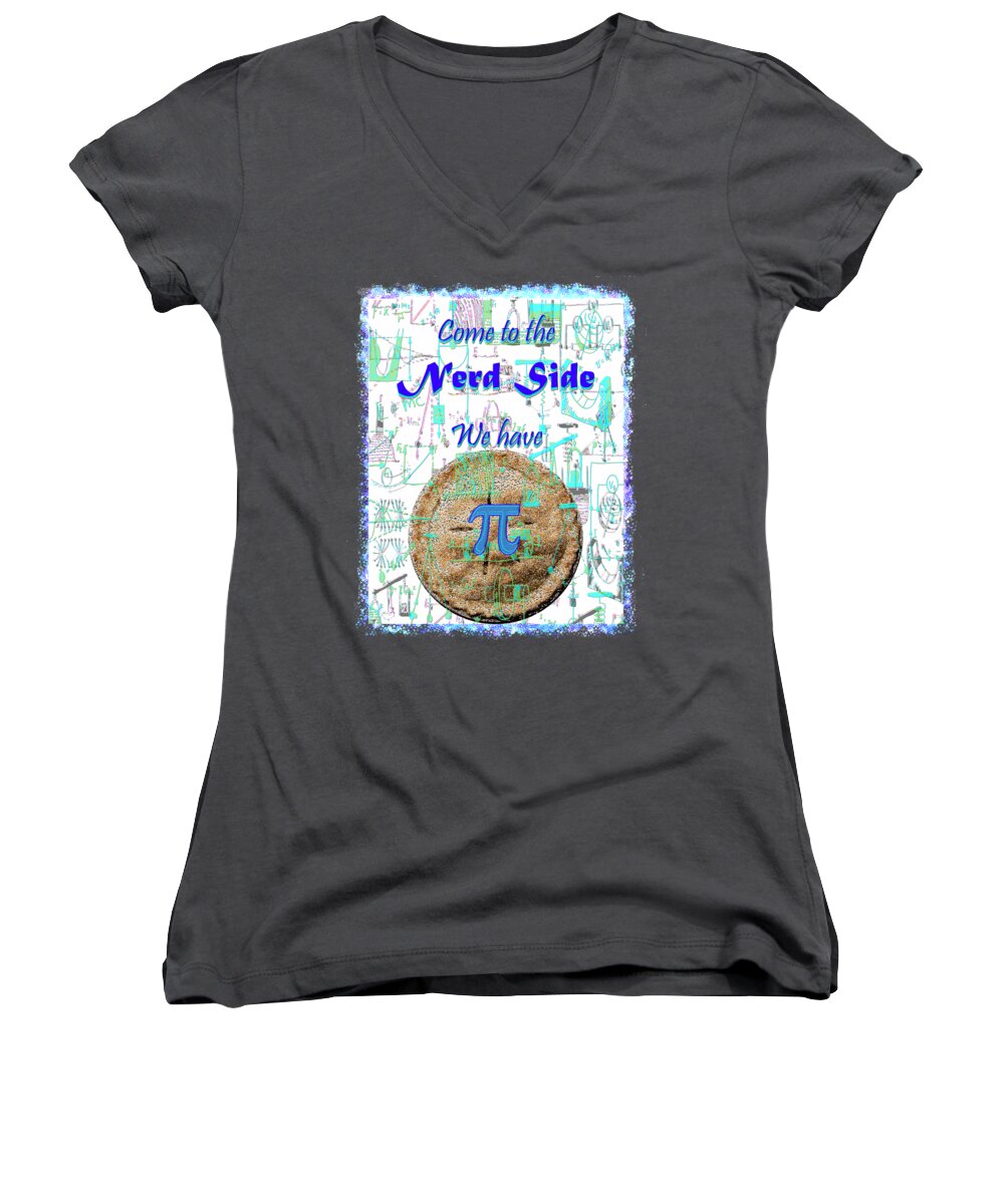 Nerd Women's V-Neck featuring the mixed media Come to the Nerd Side by Michele Avanti