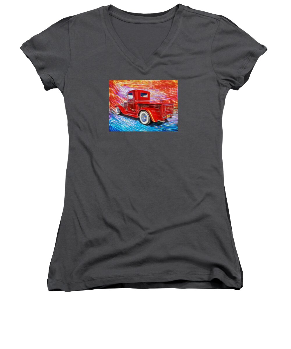 Chevy Truck Women's V-Neck featuring the digital art Coolville by Rick Wicker