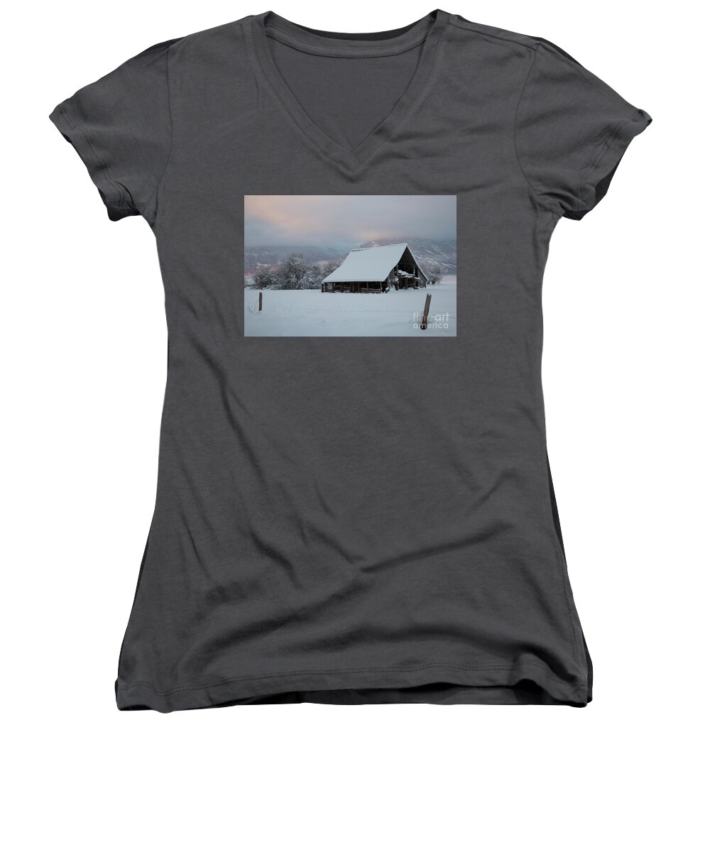 Copeland Women's V-Neck featuring the photograph Copeland Dawn by Idaho Scenic Images Linda Lantzy